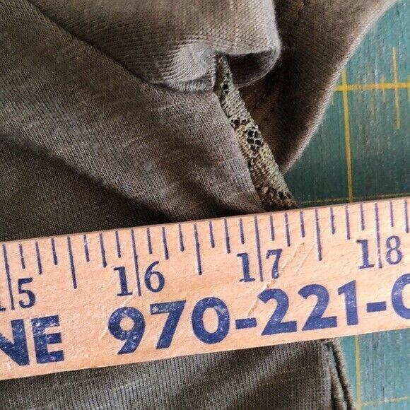 Cruel Denim Womens Size Small Top Olive Green Lace Inserts Split Back - Picture 5 of 6